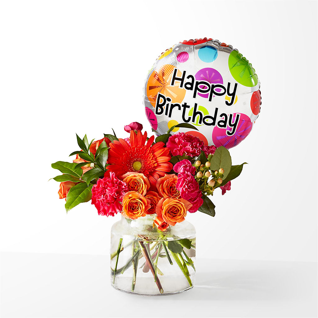 Fiesta Bouquet with Birthday Balloon – Floreria Mexico #2, Torrance CA