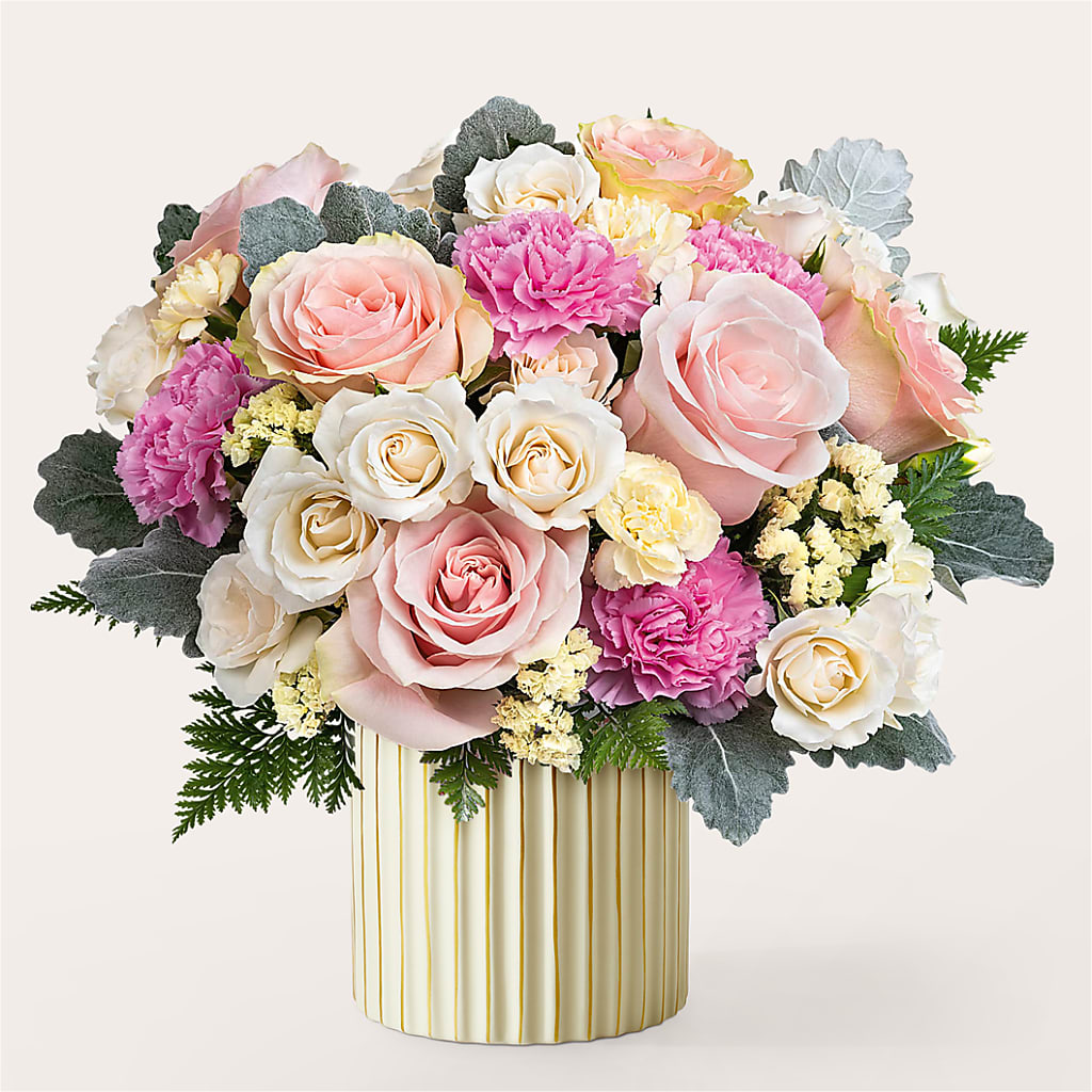 Blissful Moments Bouquet with Ivory Vase – Floreria Mexico #2, Torrance CA