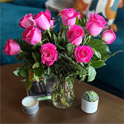 Long Stem Pink Rose Bouquet –  Floreria Mexico #2, Torrance CA