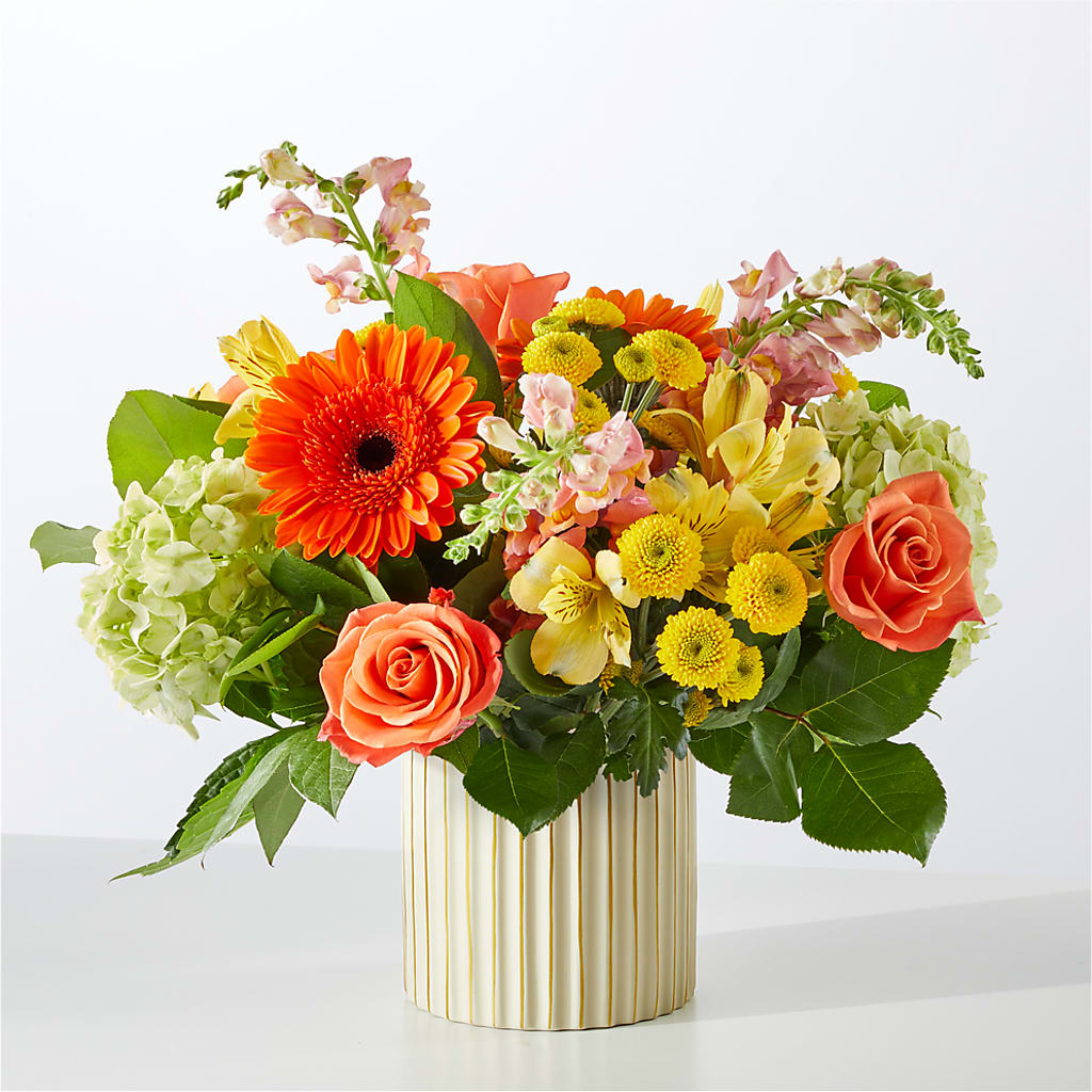 Autumn Sunshine Bouquet with Ivory Vase –  Floreria Mexico #2, Torrance CA