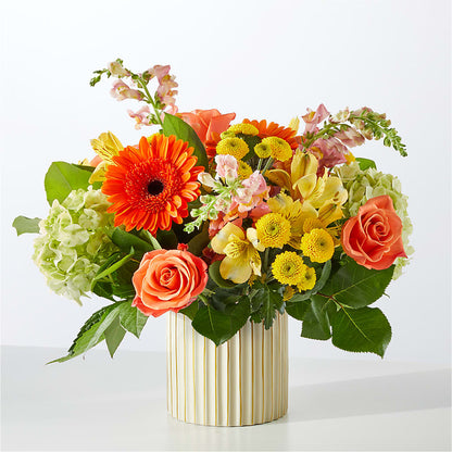 Autumn Sunshine Bouquet with Ivory Vase –  Floreria Mexico #2, Torrance CA