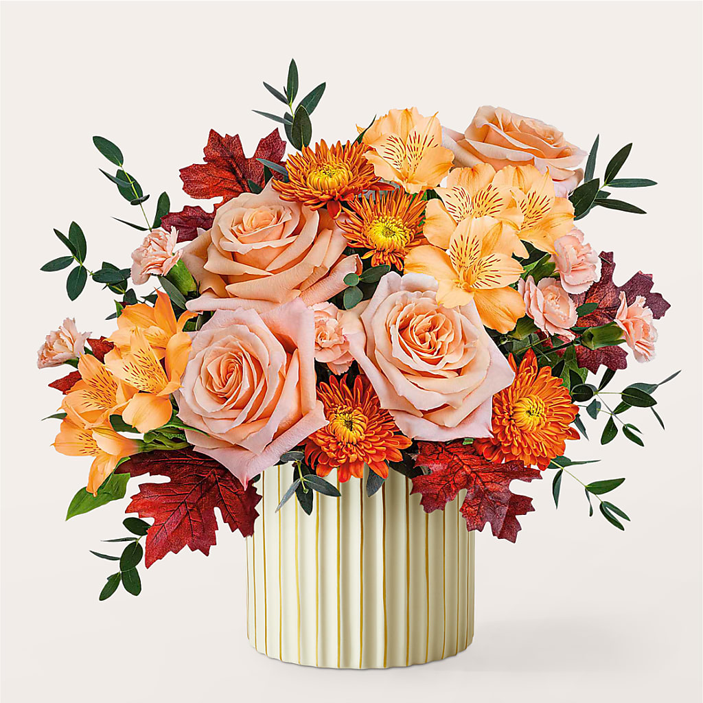 Spiced Latte Bouquet with Ivory Vase –  Floreria Mexico #2, Torrance CA