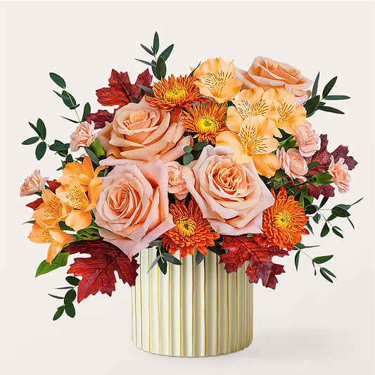 Spiced Latte Bouquet with Ivory Vase –  Floreria Mexico #2, Torrance CA