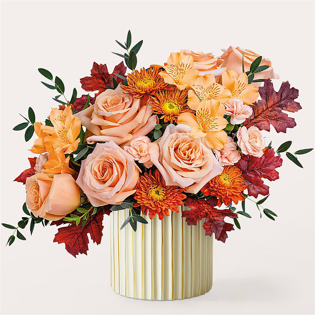 Spiced Latte Bouquet with Ivory Vase –  Floreria Mexico #2, Torrance CA
