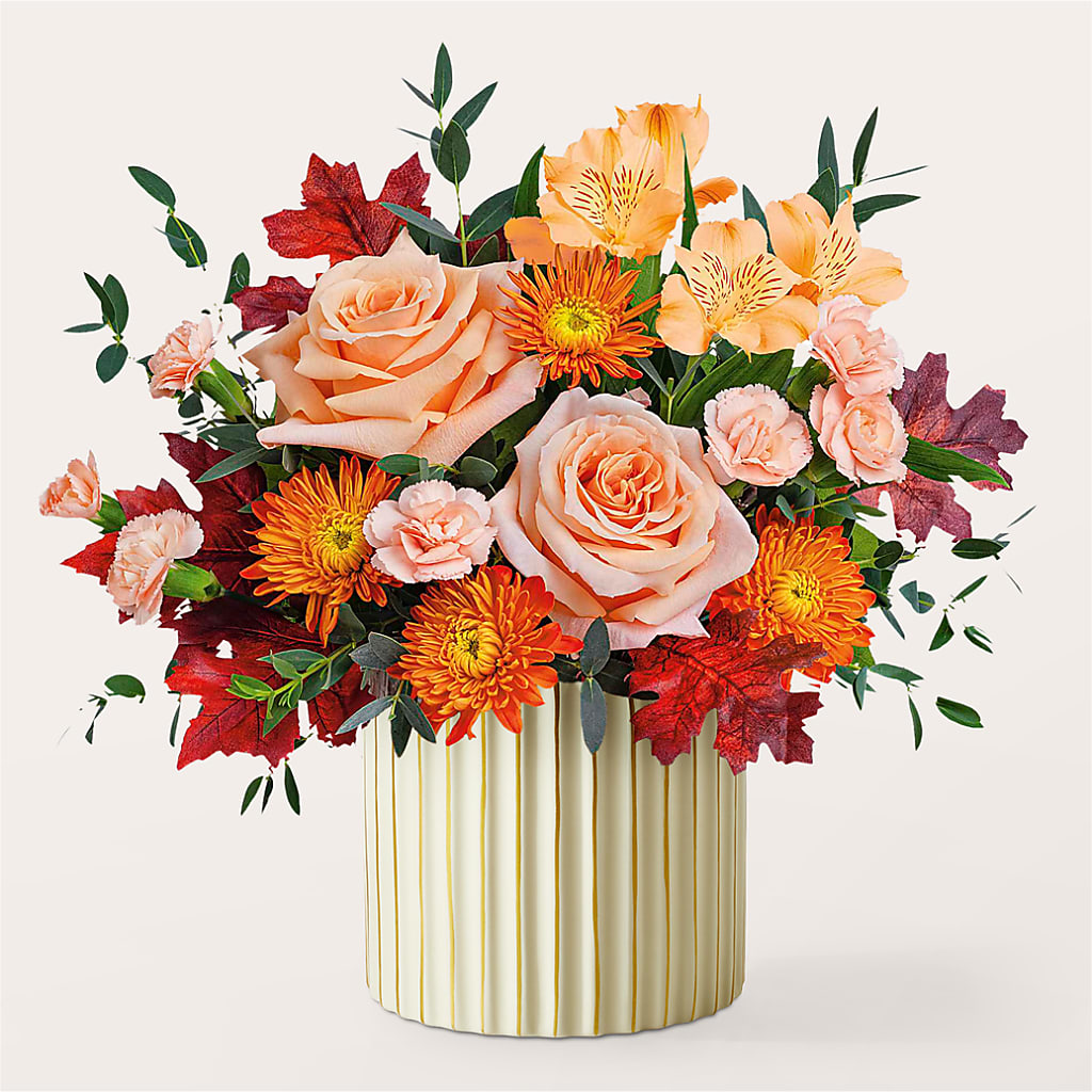 Spiced Latte Bouquet with Ivory Vase –  Floreria Mexico #2, Torrance CA