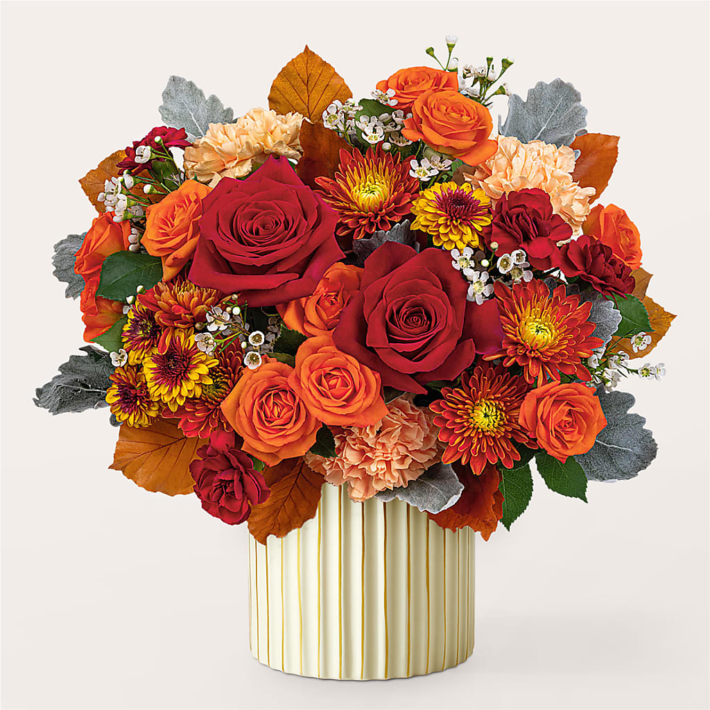 Merlot Bouquet with Ivory Vase –  Floreria Mexico #2, Torrance CA